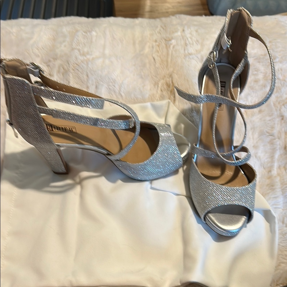 IDIFU Silver High Heel Sandals with Ankle Strap